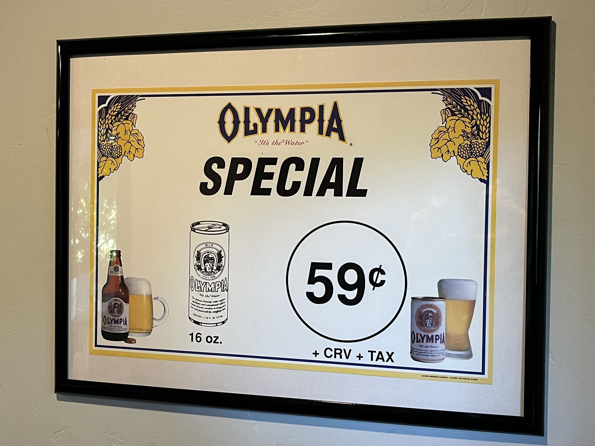 Vintage Olympia Beer Poster 14 X 20”