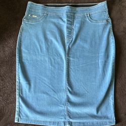 Blue denim midi skirt 