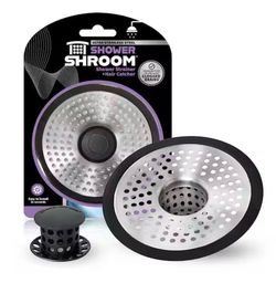 ShowerShroom 1.75 in. - 3 in. Walk-in Shower Stall Drain Protector Hair Catcher Stainless Steel Finish @Bc-277