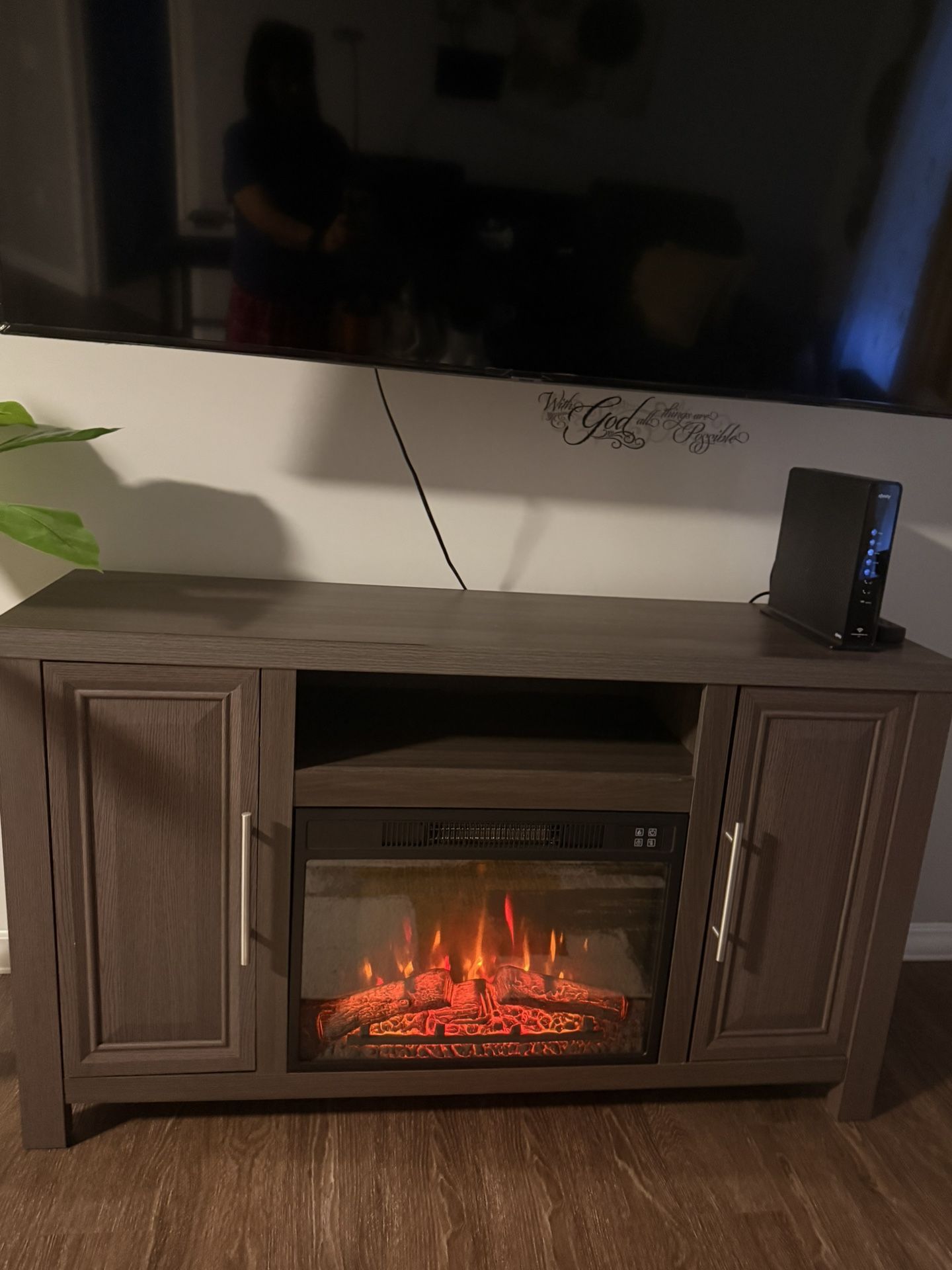 Tv Stand With Fire Place 54 “ Long X 15.50”wide