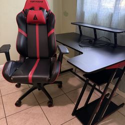 L Shaped Gaming Desk and Vertagear Gaming chair