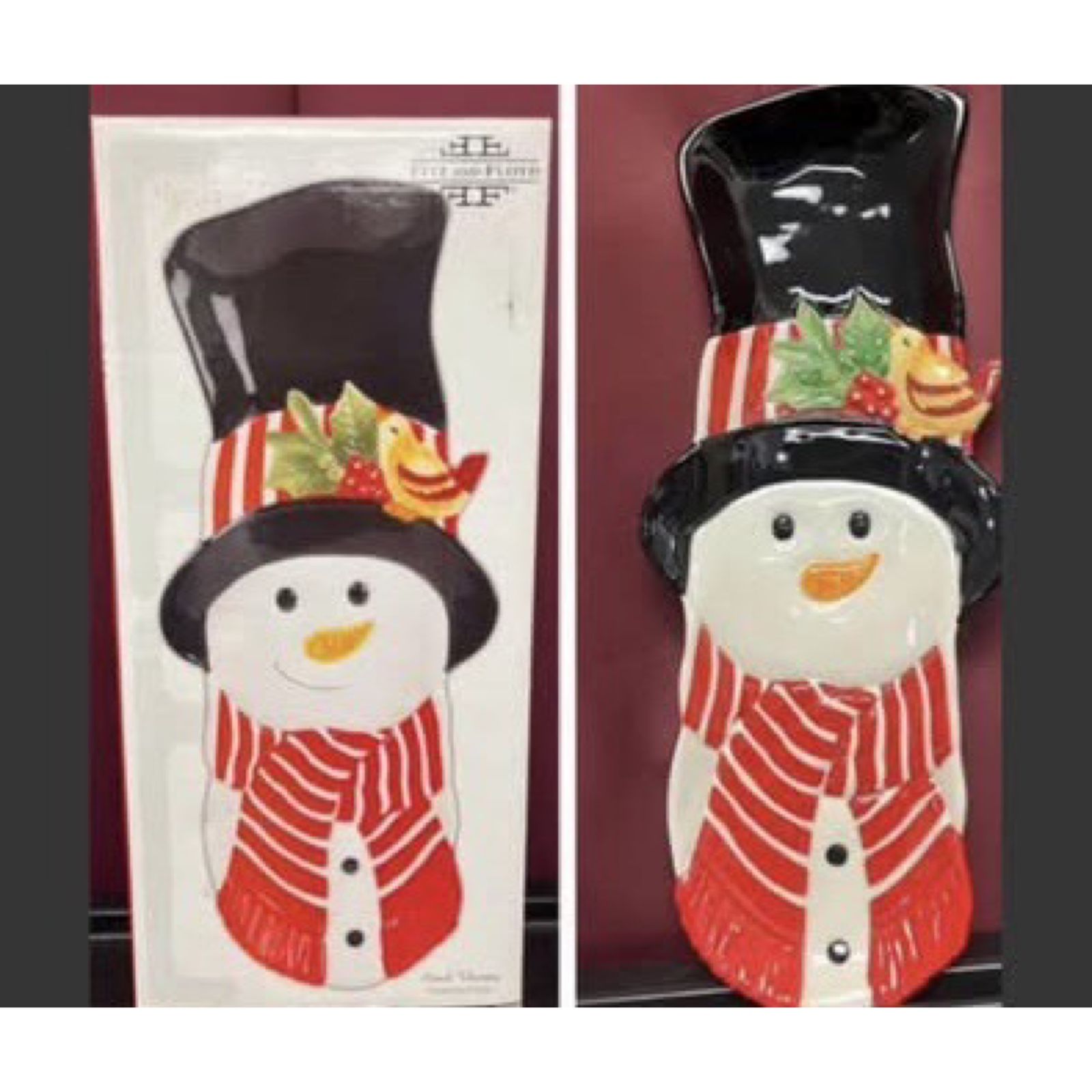 Fitz And Floyd Holiday Fitz And Floyd Christmas Holiday Snack Therapy Snowman Server