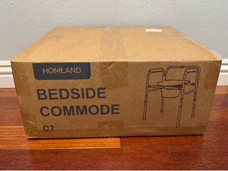 HOMLAND 3-in-1 Bedside Commode Toilet with Sturdy Dual-Crossbar, 350lb
