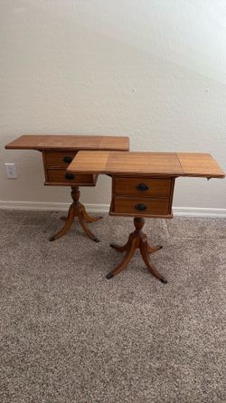 Two vintage wooden bedside night stands