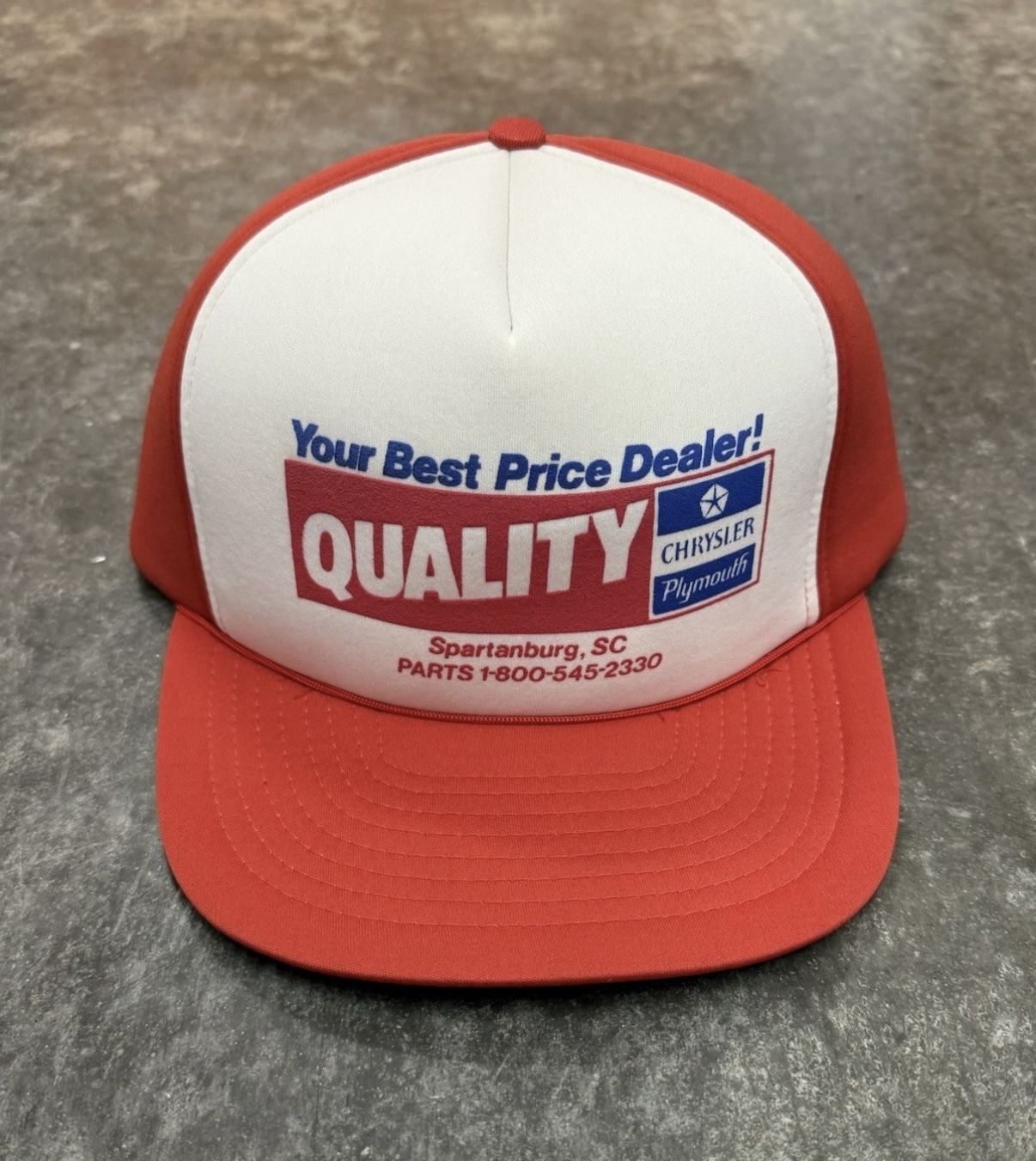Vintage Chrysler Plymouth Trucker Hat Snapback Spartanburg SC RWB Made USA 80s