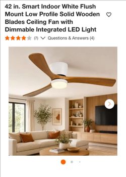 42-Inch Smart Flush Mount Ceiling Fan with LED Light