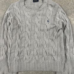 Polo Ralph Lauren grey cable knit sweater 