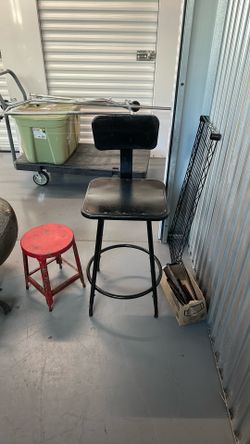 Vintage wooden and metal stool