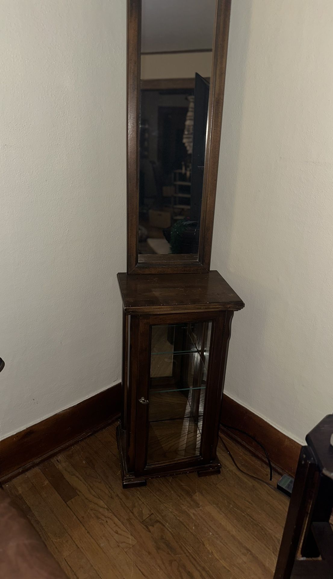 Beautiful Lighted  Cario  Cabinet With Glass Shelves 