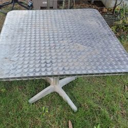 Stainless Steel Metal Outdoor Table bistro bar patio porch backyard garden deck picnic din8ng