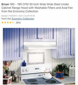 New under range hood - 30”