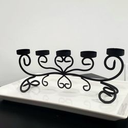 Vintage Wrought Iron Black Candelabra - 5 Candle Holder - Vintage From Before 2000 / Miami 33182