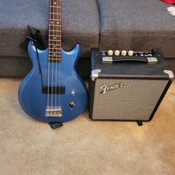 Bass Guitar And Amplifier 