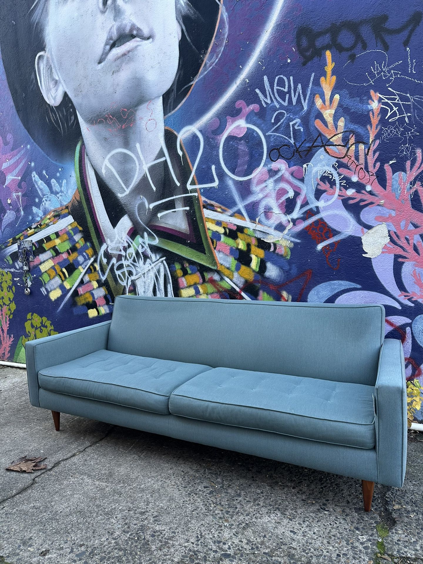 Room And Board Light Blue MCM Style Couch (JKG5PH)