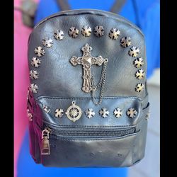 Gothx Women's Black Mini Gothic Cross Backpack Steampunk Rock Goth