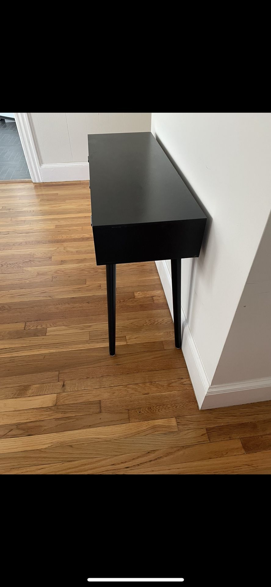 Black Wood Console Table with 3 Draws