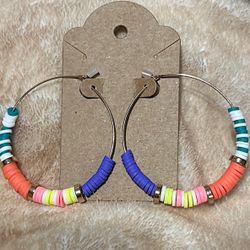 Boho Beaded Gold Hoop Earrings