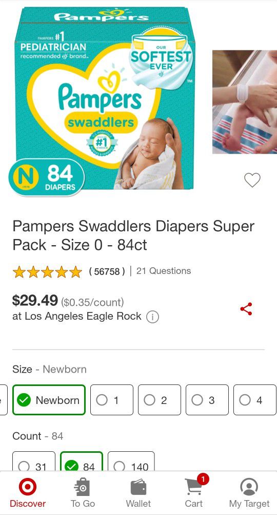 Pampers Newborn Diapers 84 Count