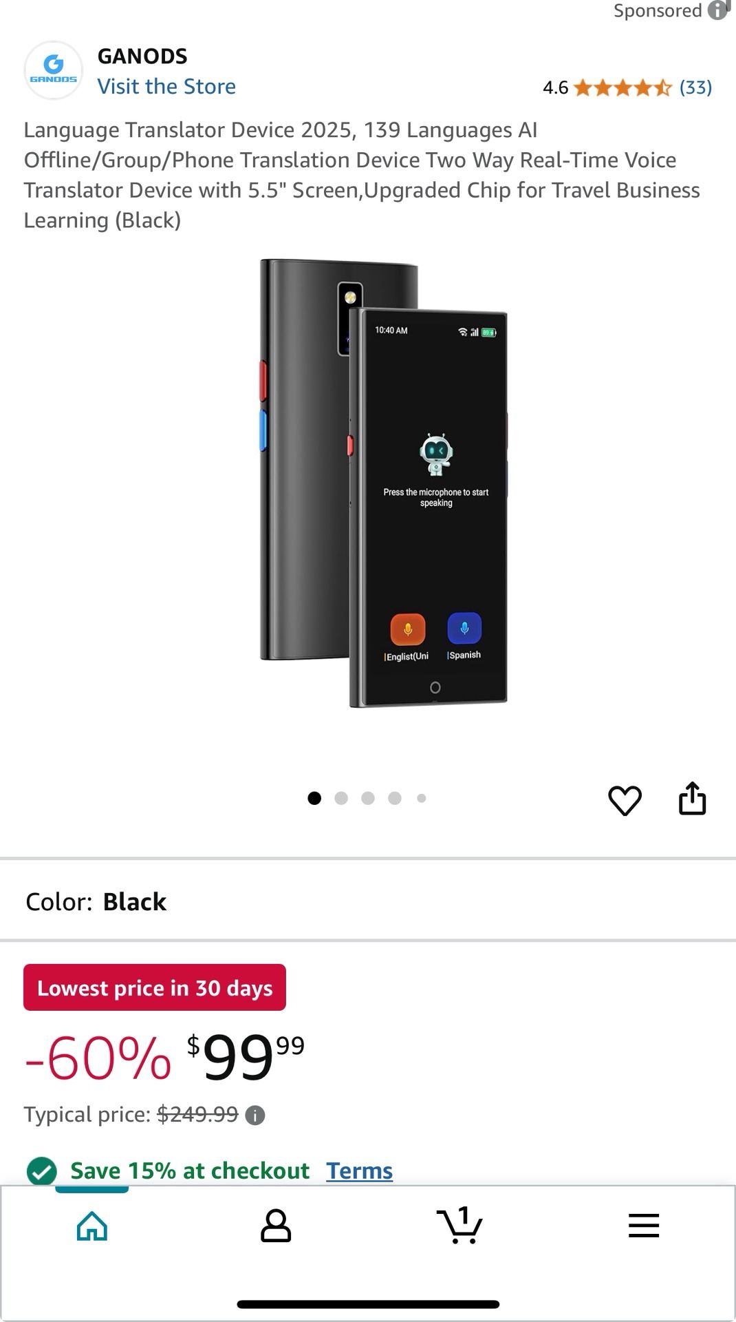 Language Translator Device 2025, 139 Languages AI Offline/Group/Phone Translation Device Two Way Real-Time Voice Translator Device with 5.5" Screen,Up