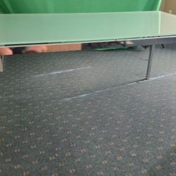 Glass Top Table, Removeable Top, Light Metal Legs 32"×60", 28" Legs