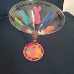 Always A BRIDESMAID HAND PAINTED 7 0Z.  MARTINI GLASS