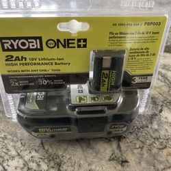 $75 • SCHAUMBURG, IL Ryobi one+ 2Ah 18V Lithium-ion High Performance Battery NEW in PACKAGING