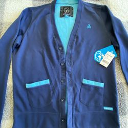 Kidrobot Blue Teal Robot Bones Cardigan In Medium 