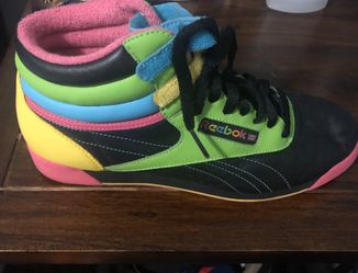 Reebok green black pink and black old school high top