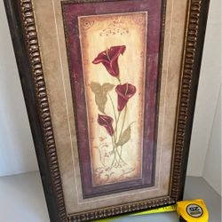 Beautiful Flower Painting In Glass frame 27.5” X 15.5”