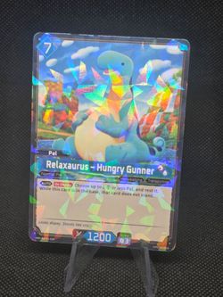Palworld TCG Relaxaurus Hungry Gunner Holo Card RR