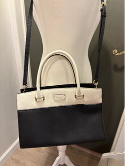 Kate Spade New York Caley Leather Black / White Satchel Handbag Purse
