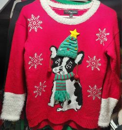 Women's  Frenchie Bulldog Christmas Ugly Sweater Size Xs