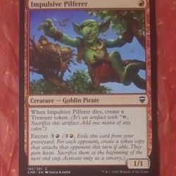 2020 MTG Impulsive Pilferer #185 Creature Goblin Pirate CMR Jakob Kasper Magic The Gathering Card Game Wizards Of The Coast Collectible