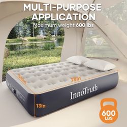 InnoTruth Full Camping Air Mattress with Built-in Pump, 13" Raised Comfort, Durable Inflatable Bed