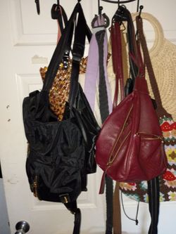 Black Nylon Backpack with Gold Zippers