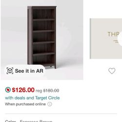 Brown 5 Shelf Bookcase Bookshelf