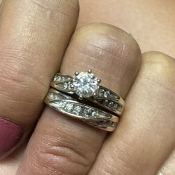 Wedding Ring Set 1 Carat White Gold Setting Size 6