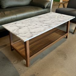Marble And Walnut Table