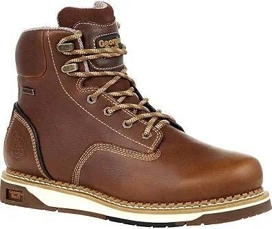 NEW Size 9.5 W Or 11.5 wide 12 Men Steel Toe Waterproof Work Boots Georgia Boot Brown Wedge 6"