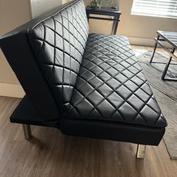 Black Faux Leather Futon