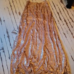 New Long Sequin Sequins Skirt Roae Gold Small