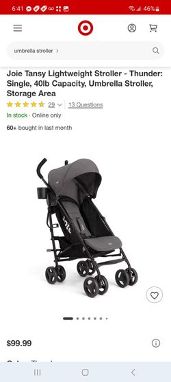 Joie Tansy Lightweight Stroller - 40lb Capacity, Umbrella Stroller, Storage Area $80 shale color