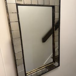 Decorative Wall Mirror – 2’ x 3’ – Metal Frame w/ Tiled Border