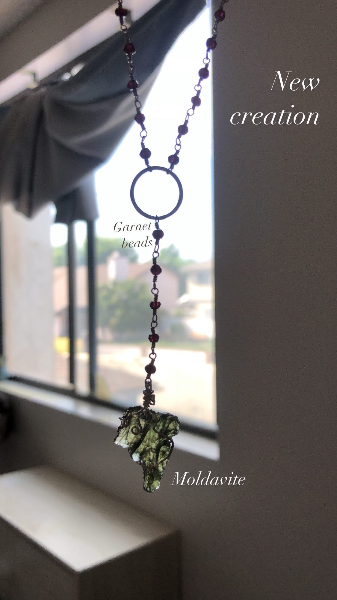 Besednice Moldavite & Red Garnet Rosary Sterling Silver