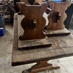 Wood Dining Table and Benches