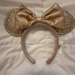 Rose Gold Minnie Mouse Ears With Bow