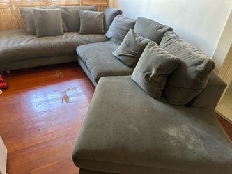Room & Board Charcoal Gray Velvet Sectional Sofa – L-Shaped