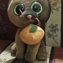HOLLOWEEN BEANIE  BOO " POTION "  BROWN CAT W/PUMPKIN PLUSH  TOY  