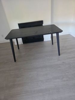 Black Dining Table with Tapered Legs