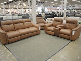 Leather Power Reclining Sofa - Camel | Couch | Living Room Couch